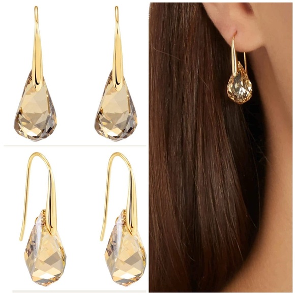 ELEGANT LOOKING, Authentic Swarovski Energic Golden Shadow Earrings. BNWT. - Picture 1 of 11